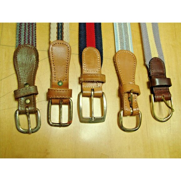 Lot of 5 Woven Canvas and Leather Belts Sizes 32-34 Multicolor Golf Dress Work - Picture 6 of 11